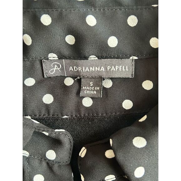 Adrianna Papell Women's Polka Dot Layered Sweater Top Black Size S - Picture 2 of 10
